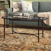 طاولة قهوة زجاج شفاف لون أسود - 110×60×50 سم