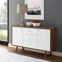 بوفية 140×40×90 سم - أبيض وبني