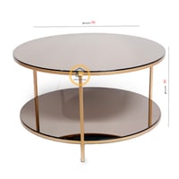 طاولة تقديم دائري دورين زجاج بني مراية