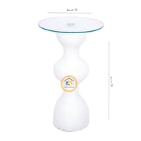 طاولة خدمة رخام صناعي لون ابيض خشن سطح زجاج شفاف