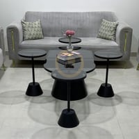 طقم طاولات عمود صاج زجاج اسود