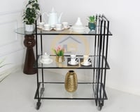 عربية تقديم لون أسود 3 دور سطح زجاجي