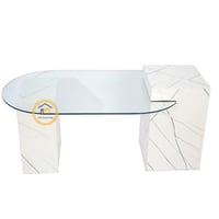 طاولة تقديم بديل رخام لون اسود مع زجاج شفاف