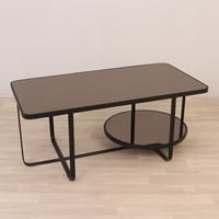 طاولة حديد لون اسود مطفي سطح زجاج مراية