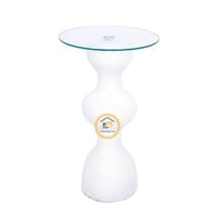 طاولة خدمة رخام صناعي لون ابيض خشن سطح زجاج شفاف