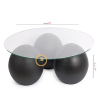 طاولة تقديم رخام صناعي دائري بشكل كورة لون اسود زج...