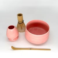 طقم ادوات الماتشا وردي