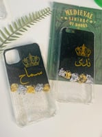 كفر جوال ايفون شفاف بإسم مطرز بورق الذهب والفضه مط...