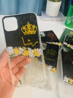 كفر جوال ايفون شفاف بإسم مطرز بورق الذهب والفضه مط...