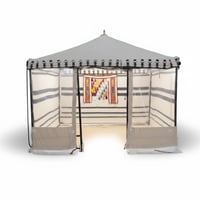 خيمة ملكية, مقاس 3×3 متر, أبيض مخطط مع واجهه شفاف