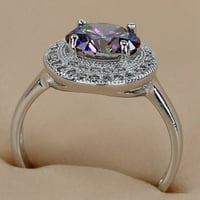 خاتم نسائي مطلي بالفضة ومزين بالزركون مقاس 7.25 أم...