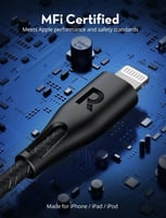 راف باور - سلك شحن نايلون USB-A إلى لايتنينق 2 متر