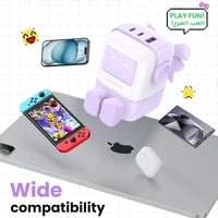 يوجرين شاحن جداري، 3 منافذ تصميم روبوت GaN قوة 65...