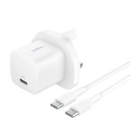 شاحن حائط BELKIN PD 25W PPS USB-C أبيض + كابل C-C...