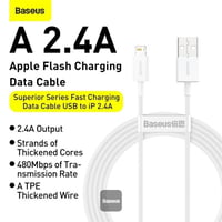 سلك شاحن بيسوس، يو اس بي الى لايتينج، 2.4 أمبير -...