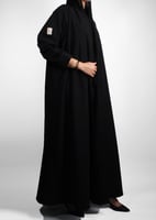 عباية كتان شتوي مبطن شمواه - اسود