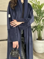 عباية مخمل مبطنه فرو - كحلي