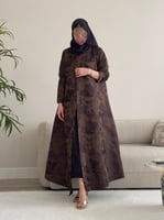 عباية تفته - بني مشجرة ببنفسجي