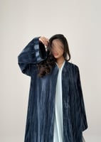 عباية مخمل مكسر - سماوي