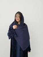 عباية مخمل مكسر - كحلي