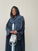 عباية مخمل مكسر - سماوي