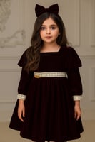 فستان مخمل عنابي