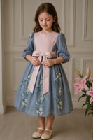 فستان مطرز اكمام