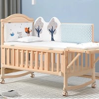 سرير أطفال خشبي هزاز متعدد الاستخدامات