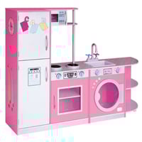 مطبخ خشبي باللون الوردي