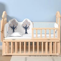 سرير أطفال خشبي هزاز متعدد الاستخدامات