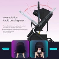 عربة اطفال ثنائية الاتجاه مع عصا للسحب