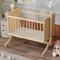 سرير هندول هزاز خشب مع كفرات - لون خشبي