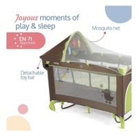 محبس أطفال هزاز متنقل قابل للطي - بني