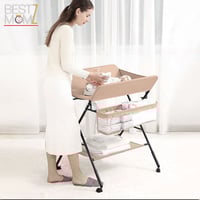 طاولة تغيير حفاضات قابلة للطي مع منظم اغراض