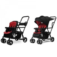 عربة أطفال مزدوجة آمنة مع مظلة قابلة للتعديل