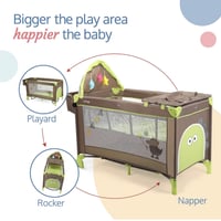 محبس أطفال هزاز متنقل قابل للطي - بني