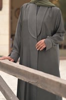 عبايه ملونه بلون زيتي كربوني