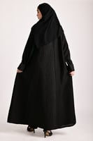 عباية سوداء بدمج قماشين-0615