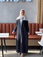 عباية بقماش كريب لونين - 0686