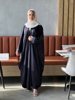 عباية حرير مغسول كحلي - 0683