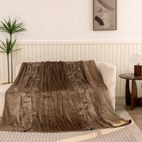 بطانية رود مخمل مفرد ونص-لون بني غامق