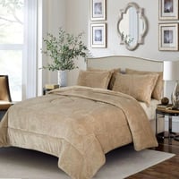 مفرش شتوي مزدوج مخمل 6 قطع - سوفت- بيج