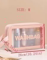 حقيبة غسيل شفاف بلاستك لون وردي