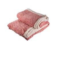 بطانية السعد مخمل فرو- مفرد ونص لون وردي