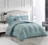 مفرش صيفي مزدوج ساده لون سماوي - 7قطع