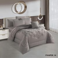 مفرش بامير صيفي مفرد ونص - (٤ قطع) لون رصاصي