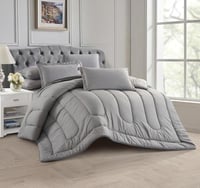 مفرش كيرلا مزدوج فندقي - رصاصي - (٧ قطع)