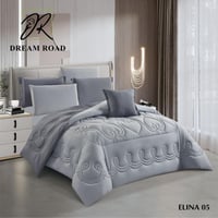 مفرش أيلينا صيفي مفرد ونص - رصاصي (٤ قطع)