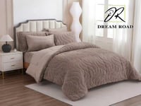 مفرش دفء شتوي مخمل مفرد ونص-4قطع لون بني