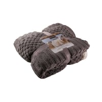 بطانية السعد مخمل فرو- مفرد ونص لون رصاصي